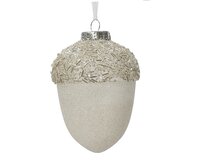Kersthanger dennenappel 12,5 cm wit
