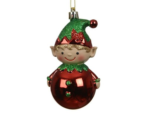 Kerst hanger elf 12 cm rood