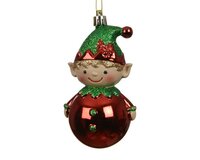 Kerst hanger elf 12 cm rood