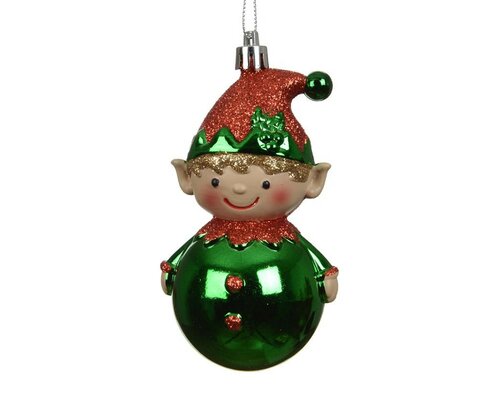 Kerst hanger elf 12 cm groen