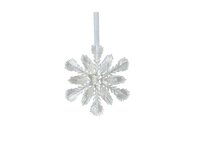 Kersthanger sneeuwvlok kunststof 11 cm wit