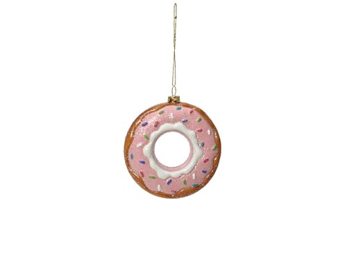 Kersthanger donut poeder roze 10 cm