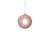 Kersthanger donut poeder roze 10 cm