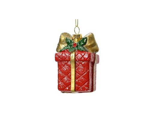 Kersthanger cadeau 9 cm rood