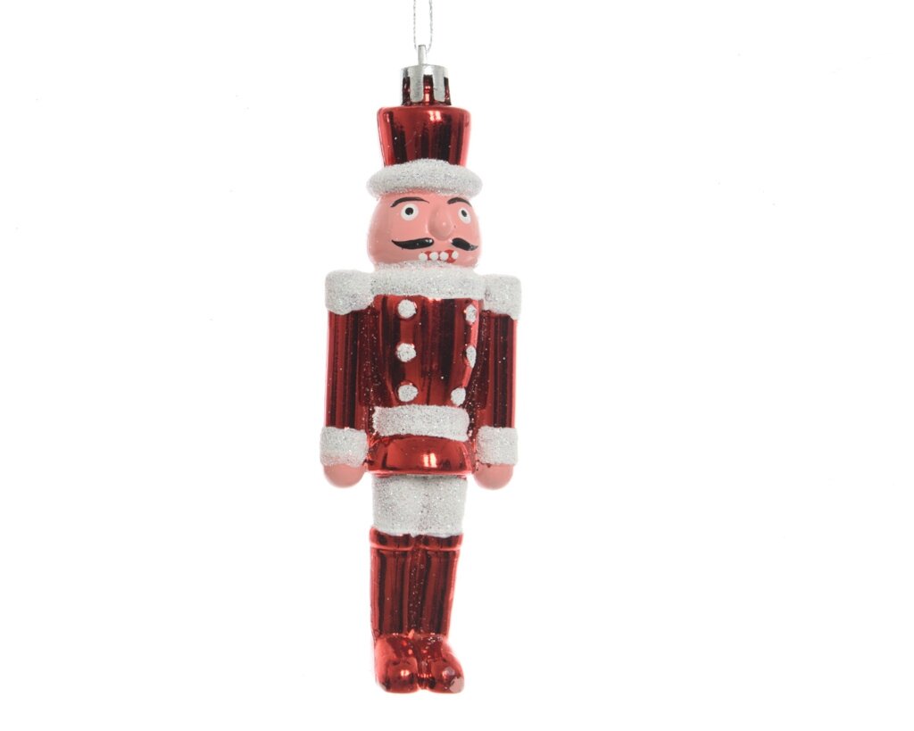 Kersthanger notenkraker rood/wit 12 cm