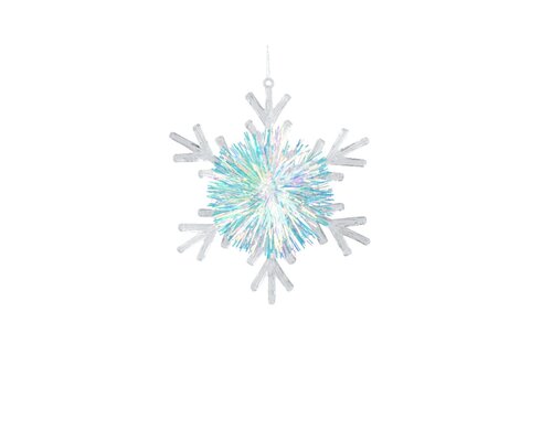 Kersthanger sneeuwvlok grof 10 cm iris transparant