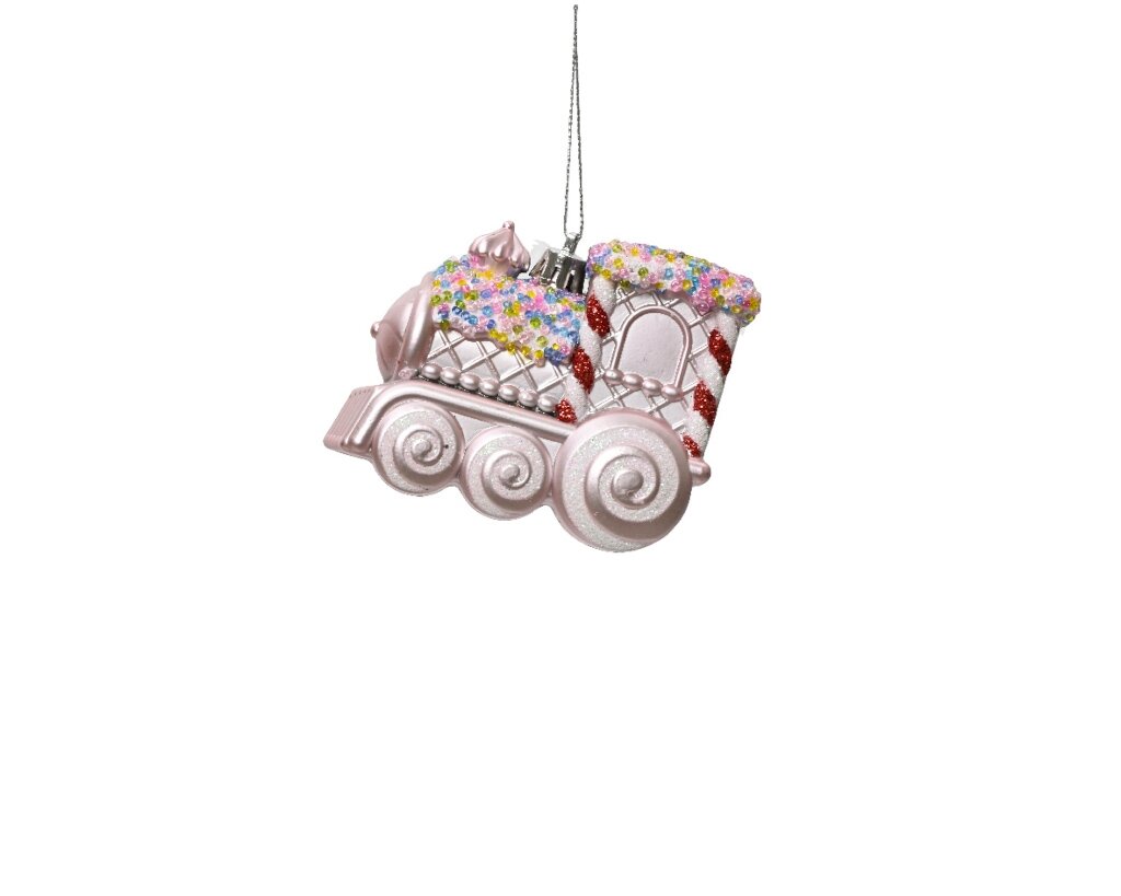 Kersthanger trein 9 cm roze