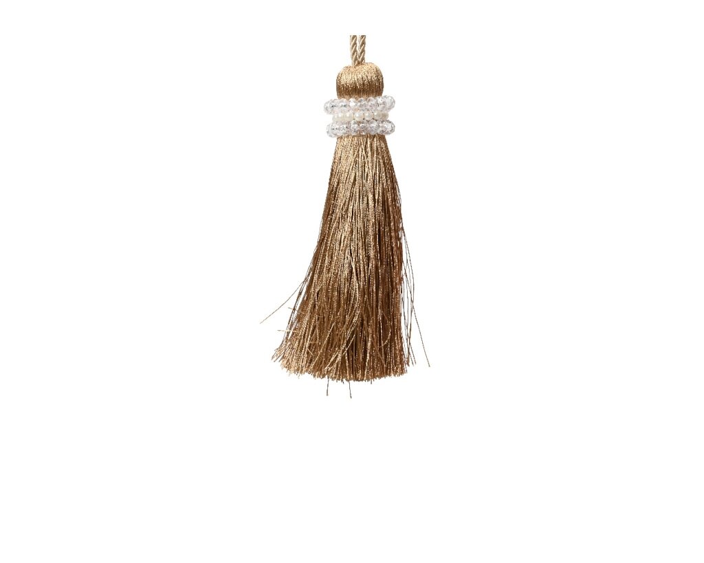 Kersthanger kwast polyester 18 cm bruin