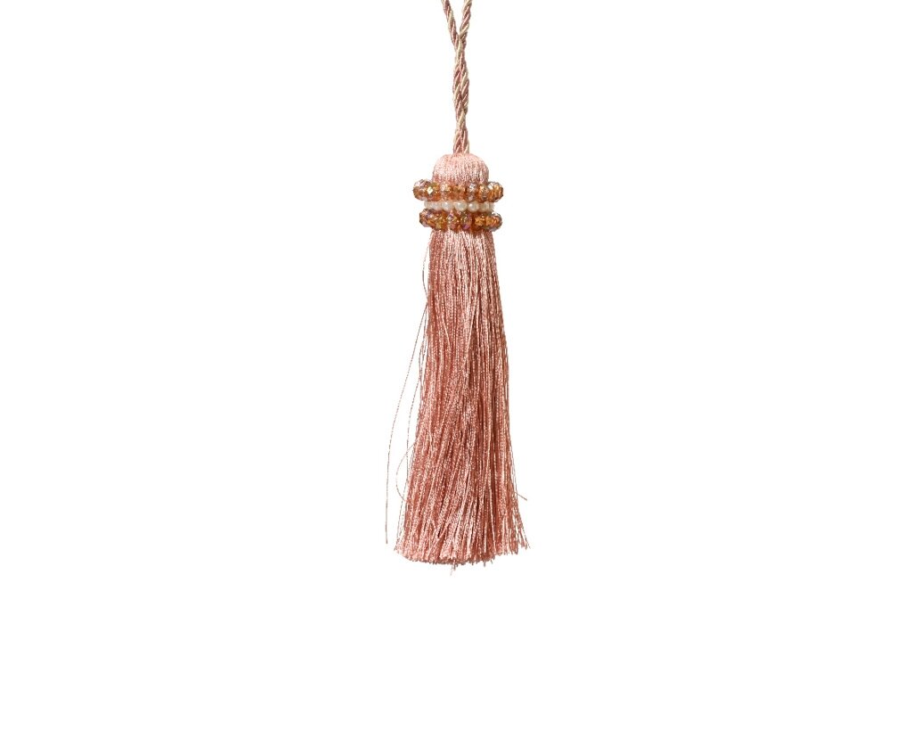 Kersthanger kwast polyester 18 cm roze