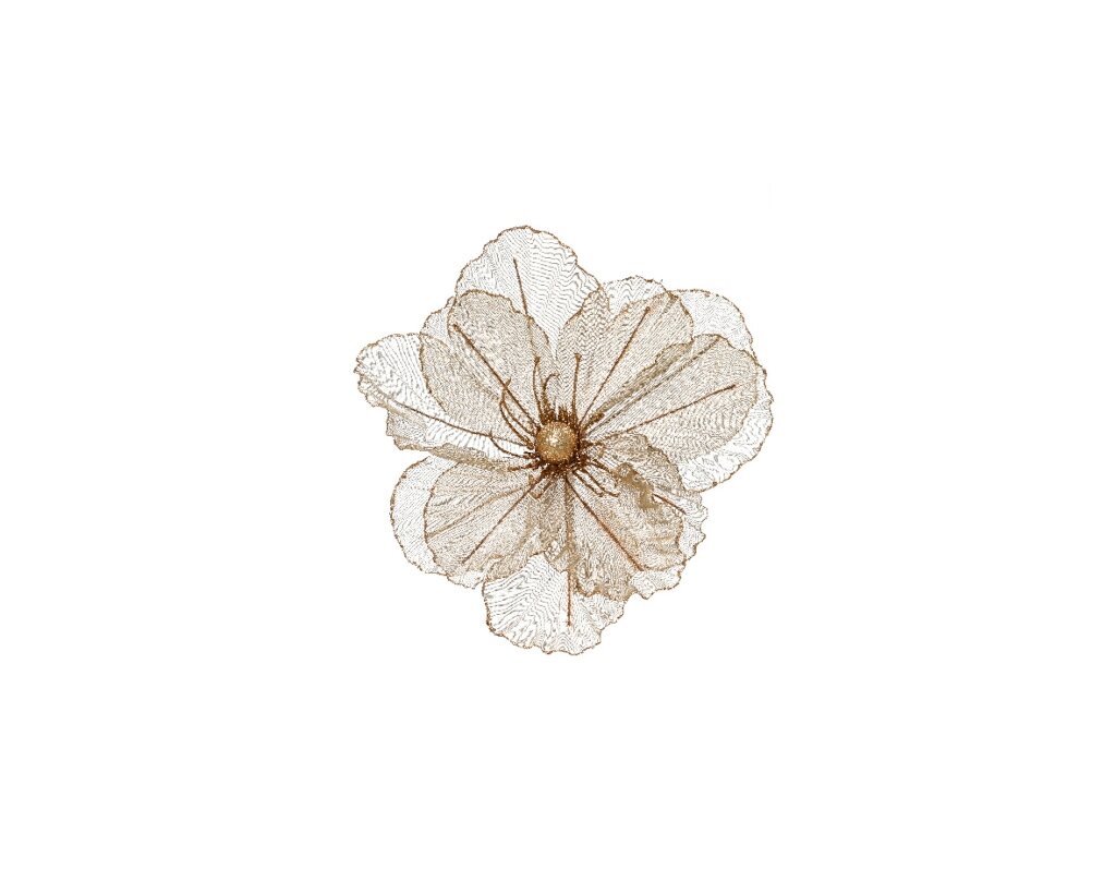 Bloem papaver op clip 27 cm perzik parel
