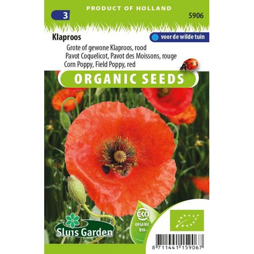 Papaver Rhoeas zaden Echte klaproos BIO