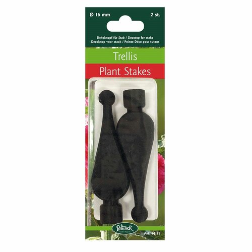 Peacock decoratieknop plantenstaak  2 stuks zwart - afbeelding 1