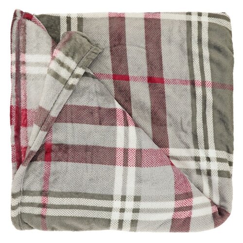 Unique Living plaid victor 200 x 150 cm grijs / rood ruit