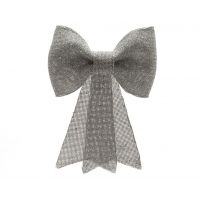 plastic strik met glitter hanger zilver 13 x 14 cm