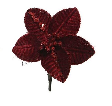 Poinsettia fluweel burgundy 10 cm bordeaux