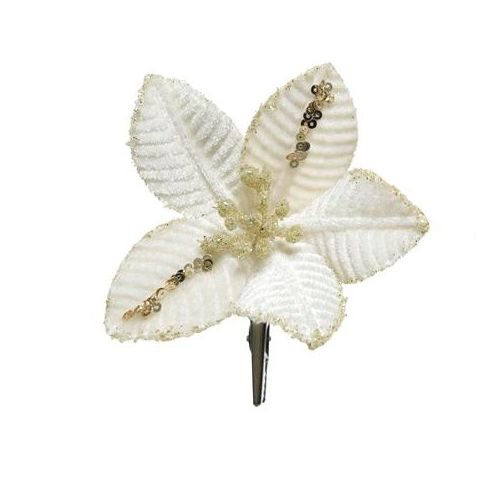 Poinsettia fluweel cream 20 cm
