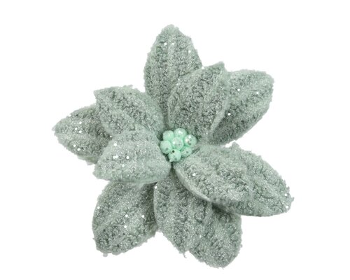 Poinsettia op clip 10 cm salie