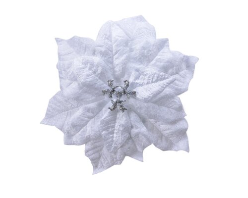 Poinsettia stof op clip wit