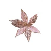 Poinsettia zijde fluweel velvet zacht roze metallic 11 cm