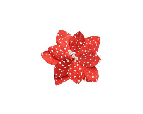 Poinsettia op clip fluweel 22 cm rood