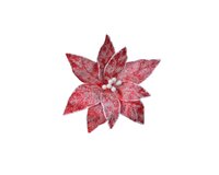 Poinsettia op clip fluweel met bessen 29 cm kerst rood