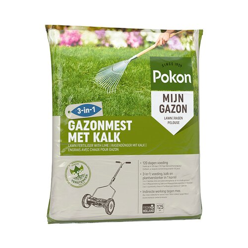 Pokon gazonmest met kalk 3-in-1 125 m2