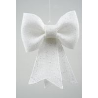 plastic strik met glitter hanger wit 23 x 31 cm - afbeelding 2