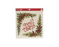 Raam sticker 38 x 42 cm rood dennenappels