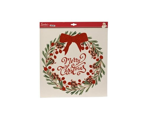 Raam sticker 38 x 42 cm rood strik