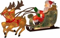 Raamsilhouet kerstman met rendier 20 lamps warm wit - afbeelding 2