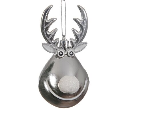 Rendier kunststof hang 11.5 cm zilver
