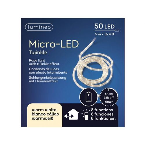 Slangverlichting led rope 5 meter twinkel op batterijen - afbeelding 2