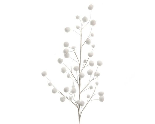 Decoratieve tak met sneeuwballen 55 cm wit