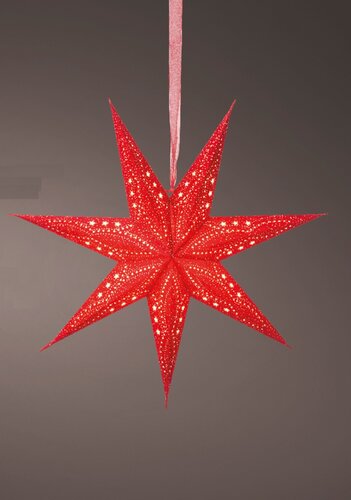 Papieren kerstster lamp 60 cm rood sterren
