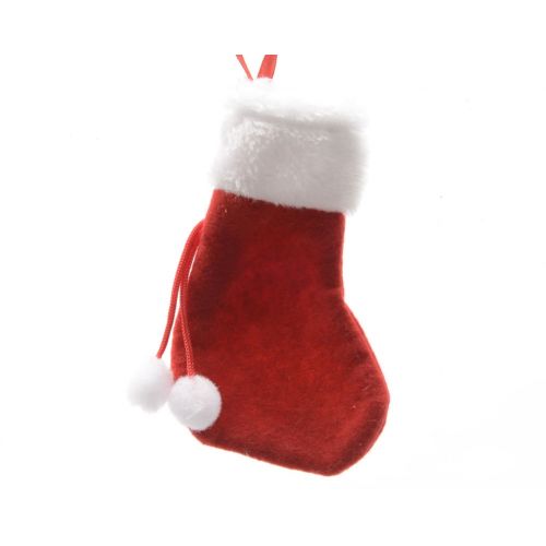 Stoffen mini kerstsok 15 cm rood