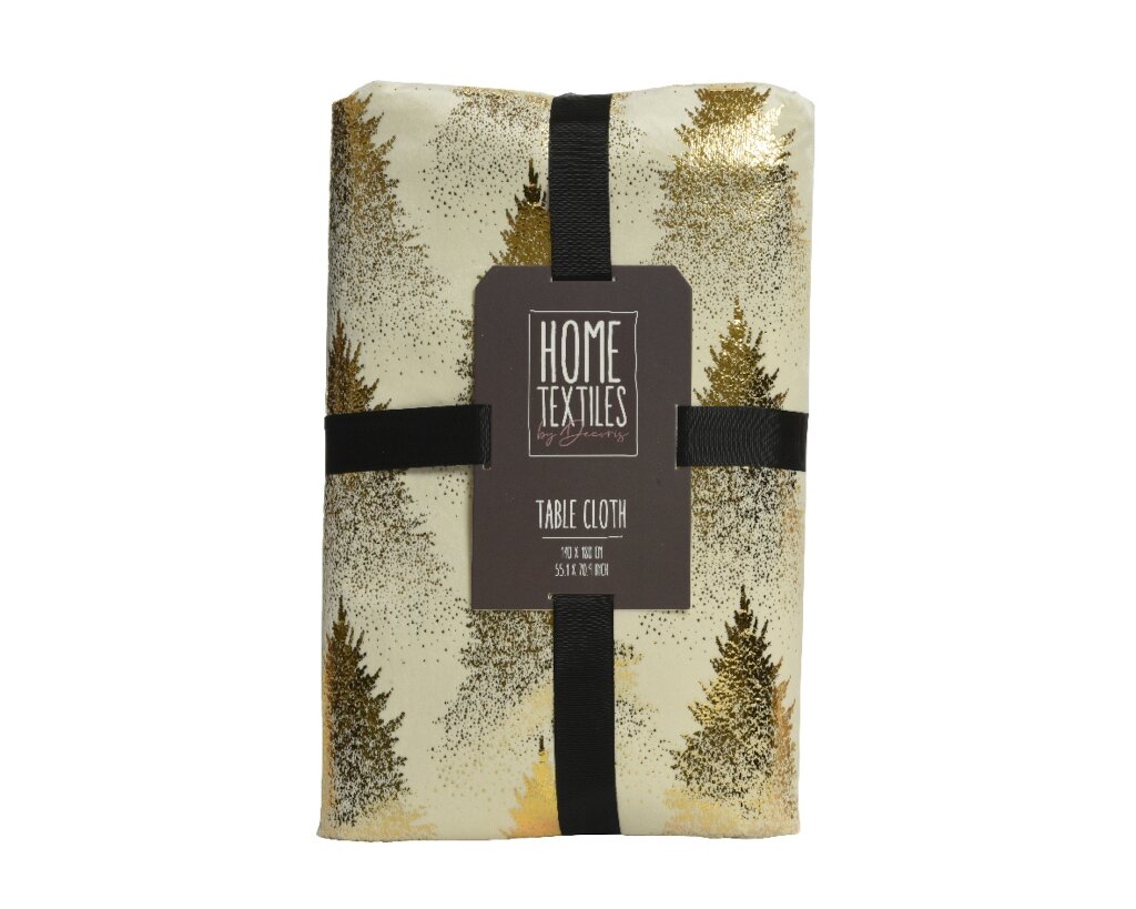 Tafelkleed met kerstboom creme 140 x 180 cm