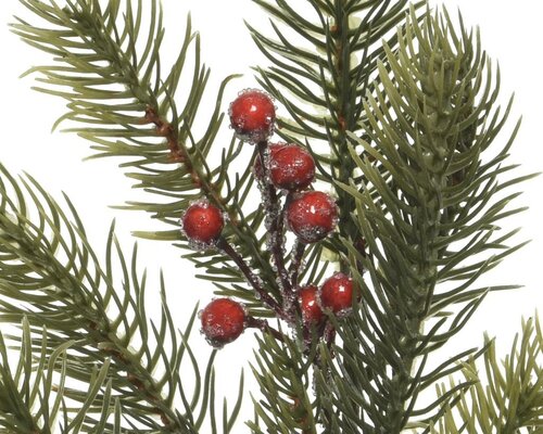Kerst tak 49 cm groen/rood - afbeelding 2
