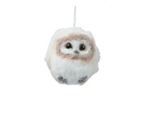 Kersthanger uil kunstbont 8 cm creme