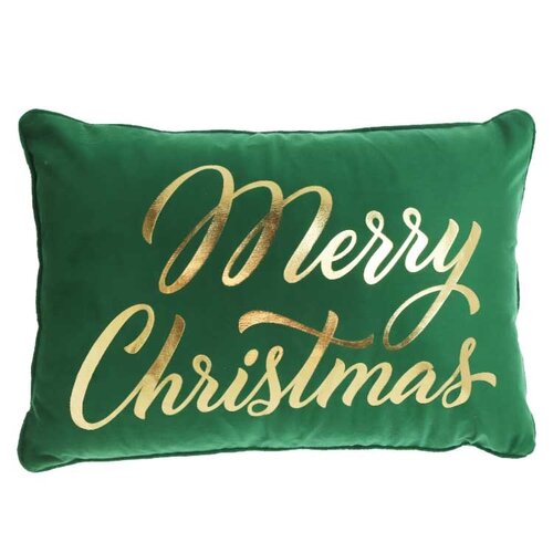 Unique Living kussen merry christmas 60 x 40 cm dark green