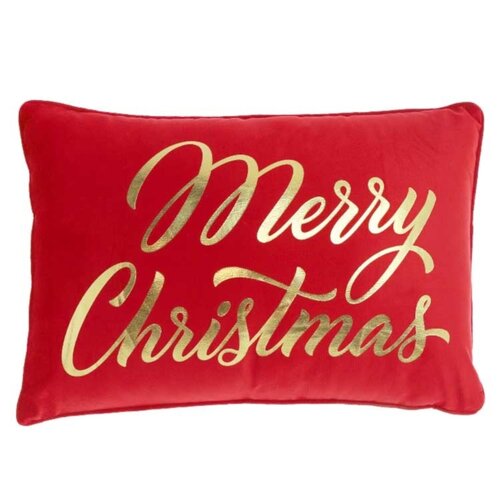 Unique Living kussen merry christmas 60 x 40 cm rood / goud