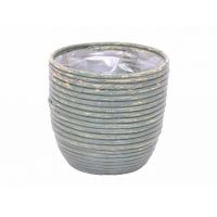 Van der Leeden rotan pot streep 24 cm olijf