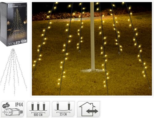 Vlaggenmast verlichting 360 lampjes warm wit