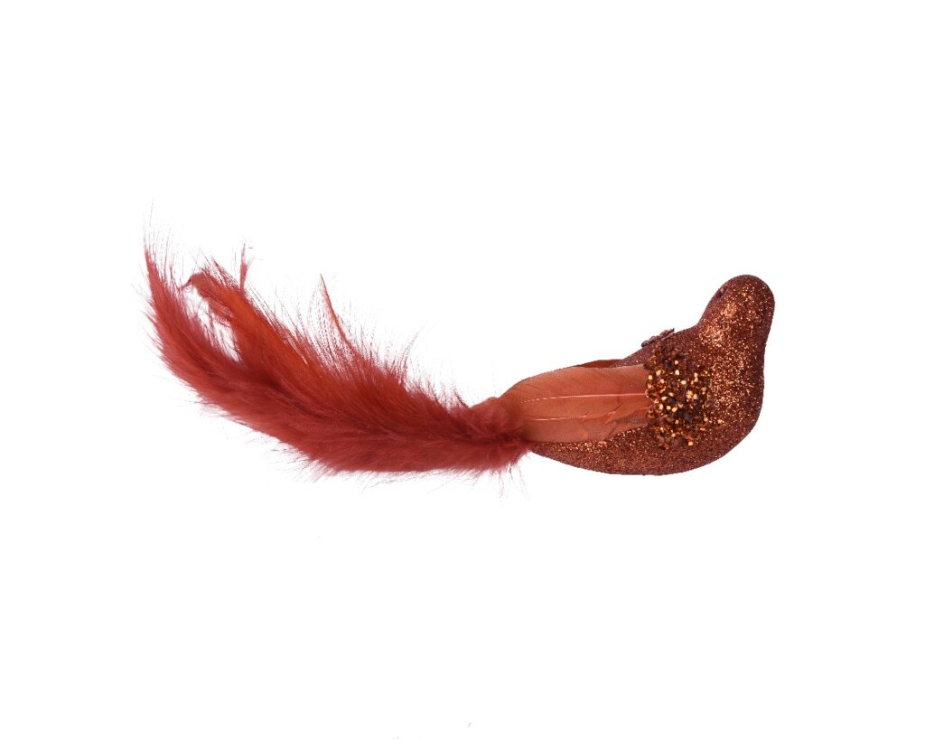 Foam vogel op clip 19 cm koper