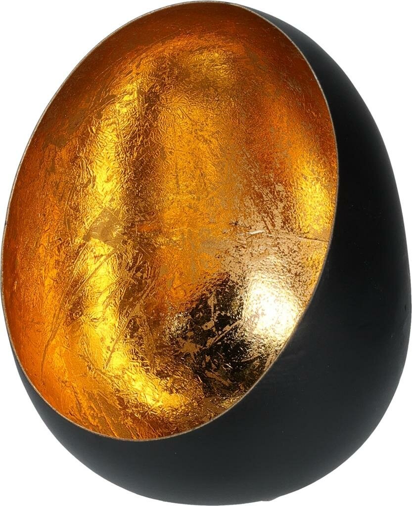 Windlicht - 13 cm - Metaal - Zwart-goud - per 2 stuks - kerst