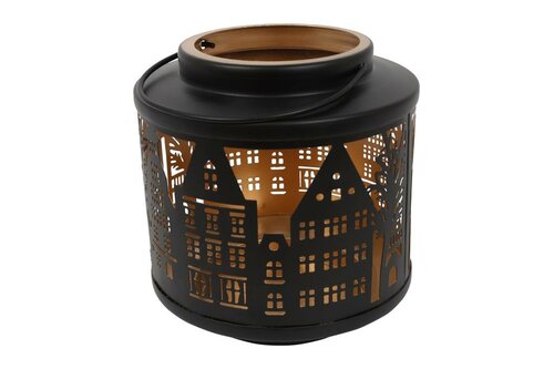 Countryfield windlicht Amsterdam 18 cm zwart