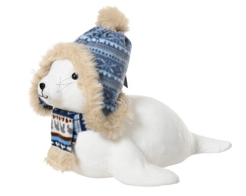 Kerst zeehond polyester 50 cm creme